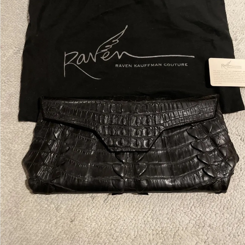 Raven Kauffman Couture  Exotic Clutch Handbag Black Medium
